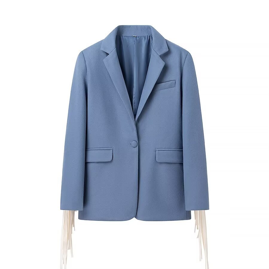 Laura – Vierkante Kraag Met Kwastjes Blazer