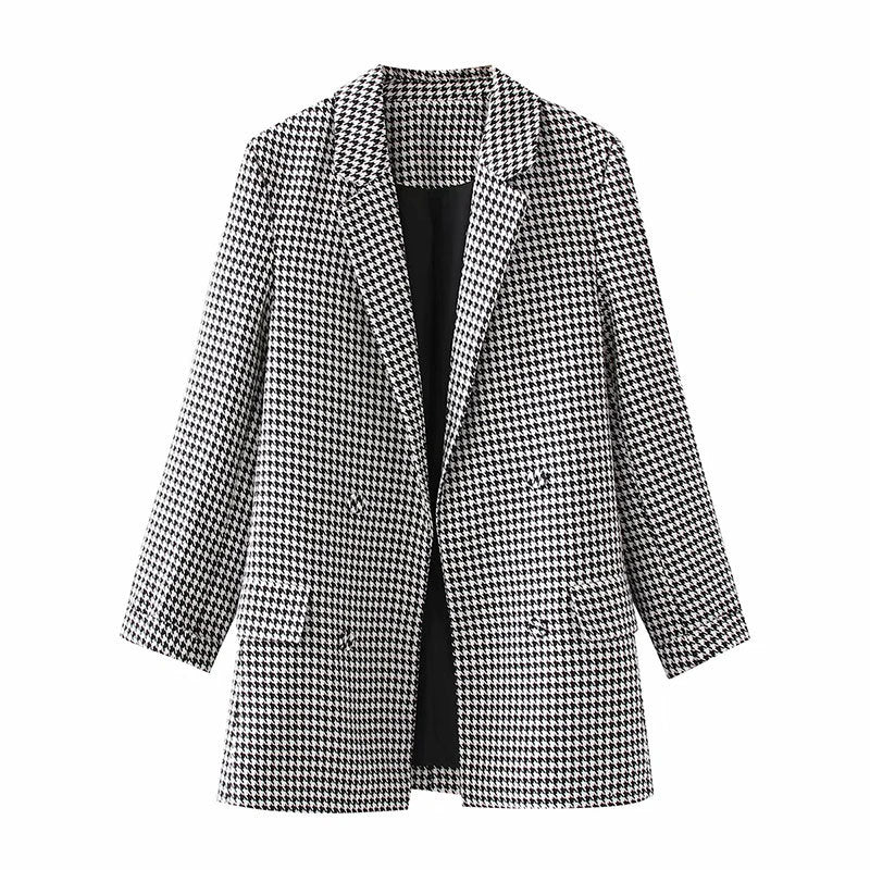 Phil – Retro Geruite Dubbelknoop Blazer