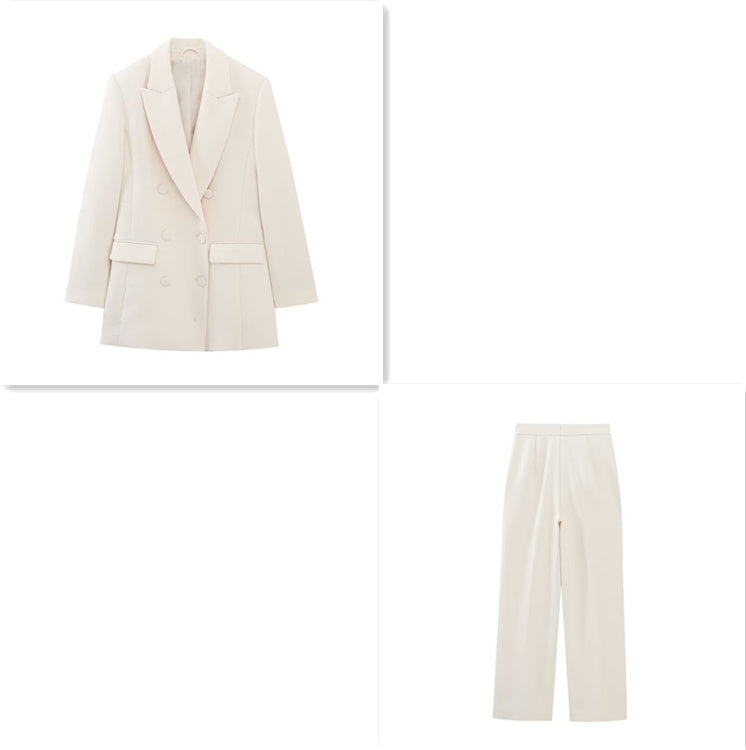 Marie – Lange Dubbelgerijpte Blazer voor Dames