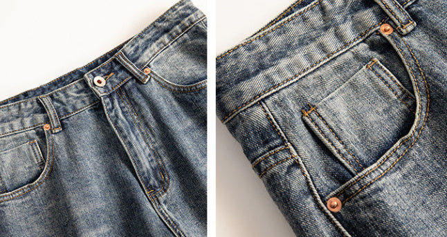 Spencer – Denim Korte Broek met Losse Pasvorm en Gaatjes
