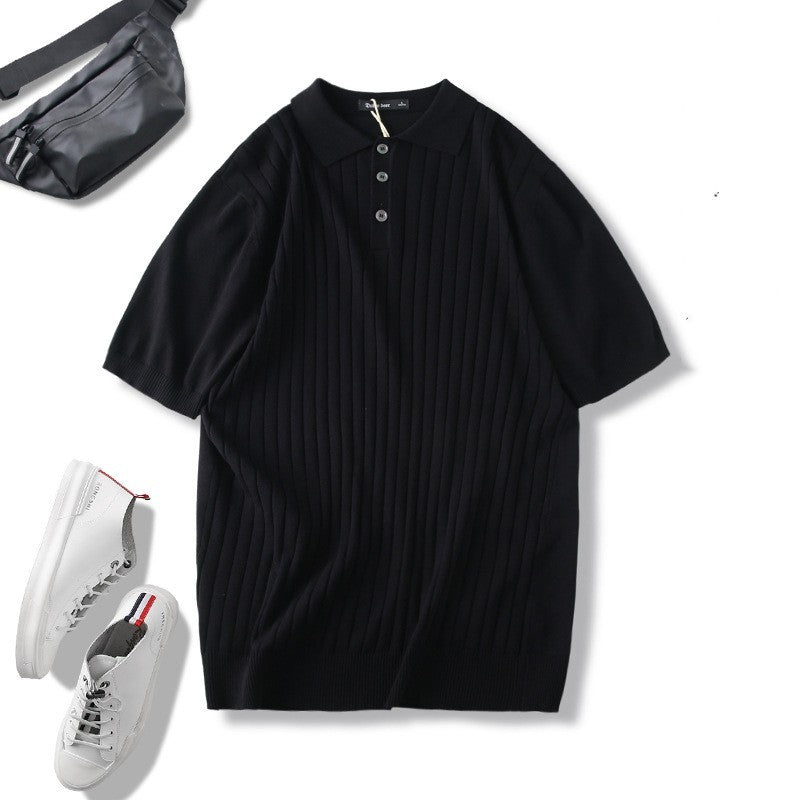 Gilbert – Gebreide Effen Polo Kraag Korte Mouw