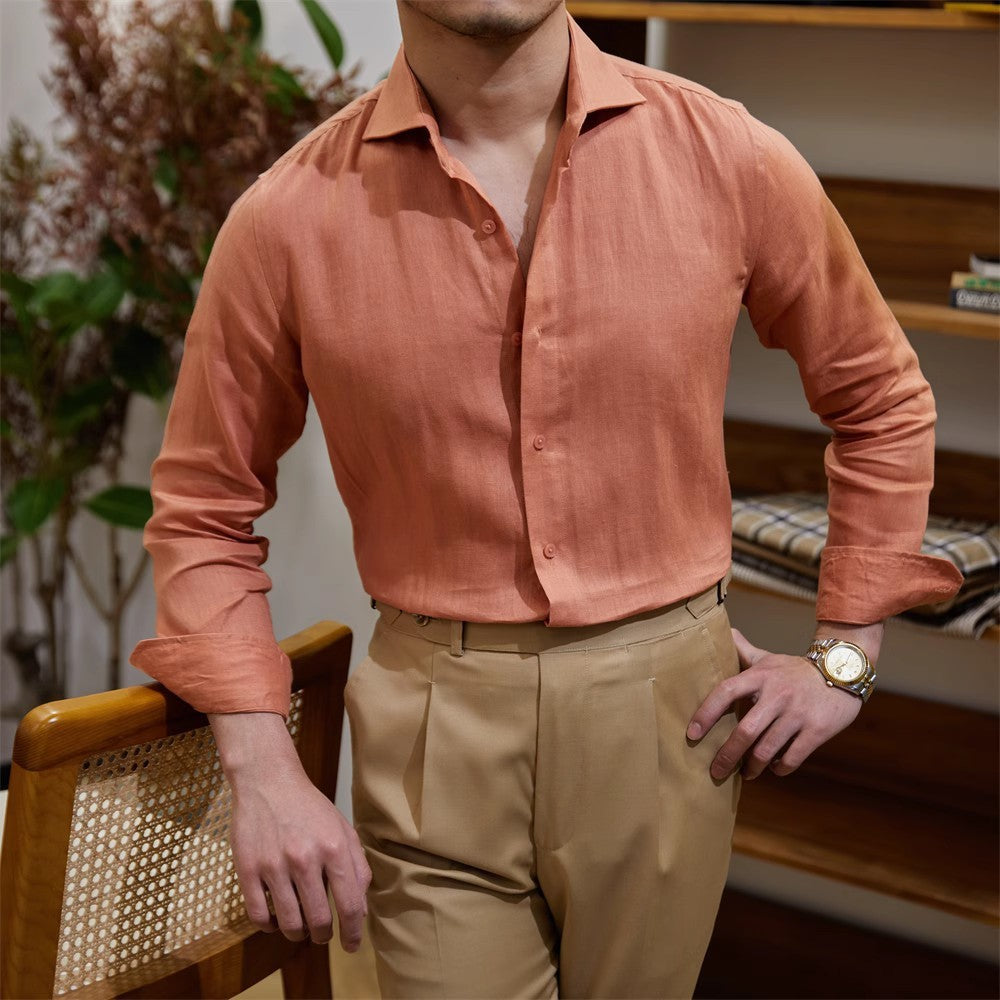 Rhys – Casuale Linnen Katoenen Overhemd met Lange Mouwen