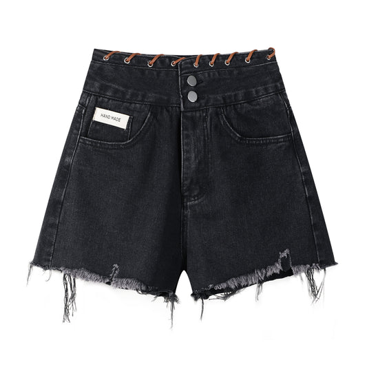 Adele – Hoge Taille Wijde Denim Shorts