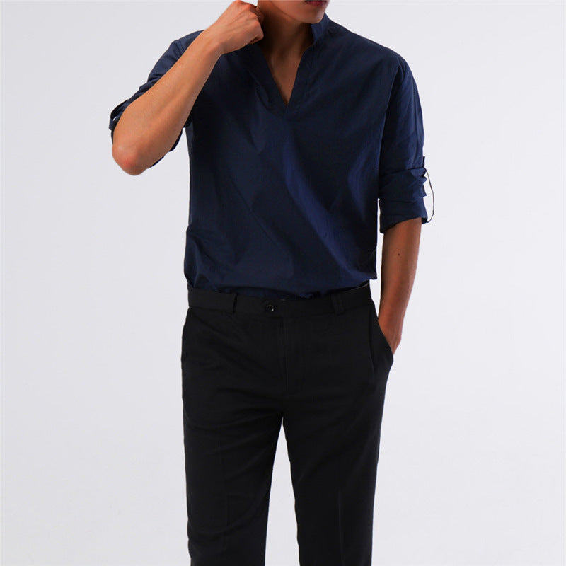 Eric – Effen Kleur Heren Overhemden met Opstaande Kraag