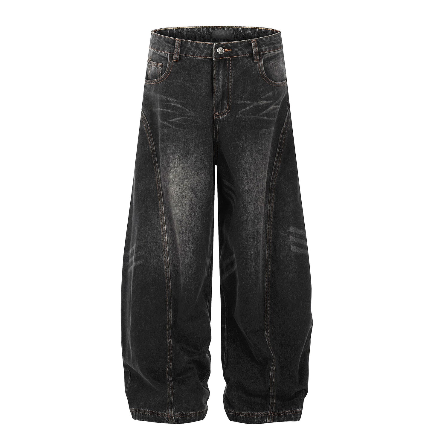 Glen – Retro Zwarte Machete Jeans met Kattenbaard Design