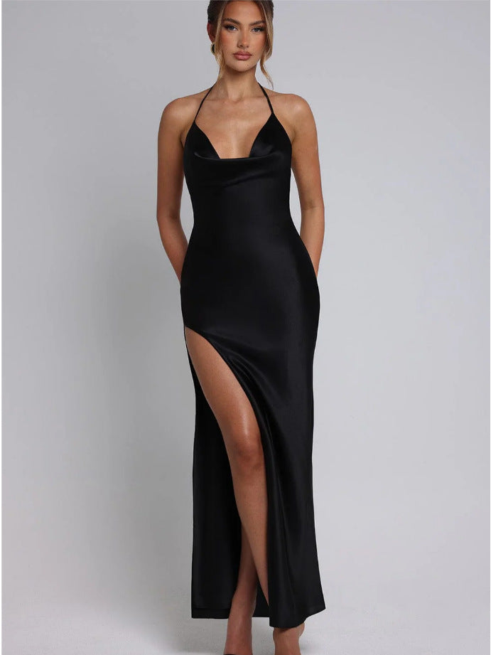 Women's Fashion Personalized Halter Slit Waist Dress