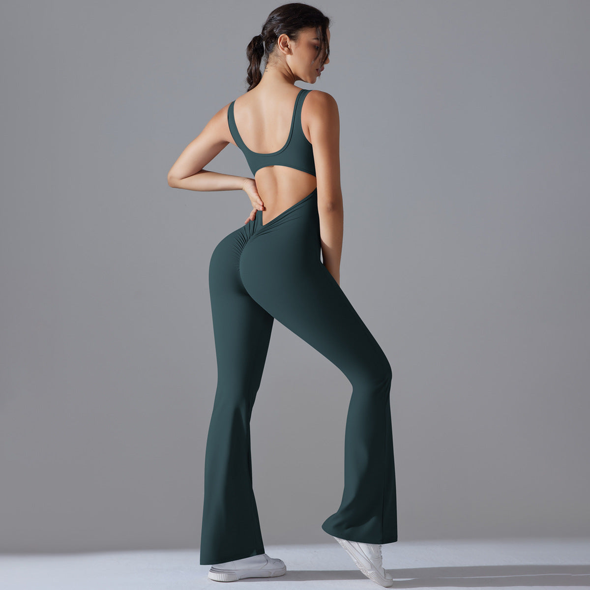 Beauty Back Hip Lifting Long Slim Wide Leg Jumpsuit