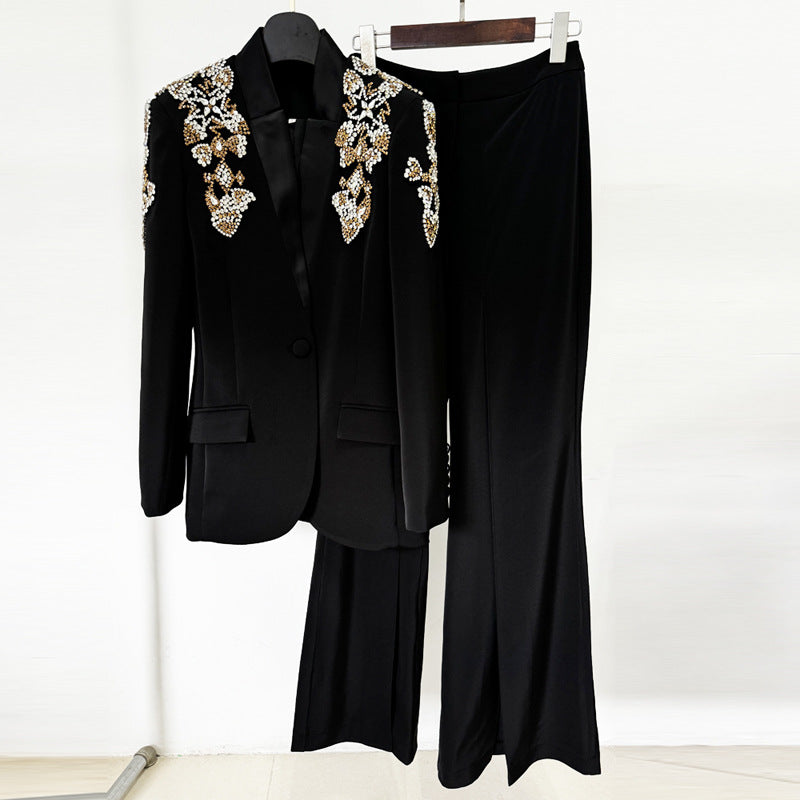 Esme – Elegante Rhinestone Blazer met Split Broek