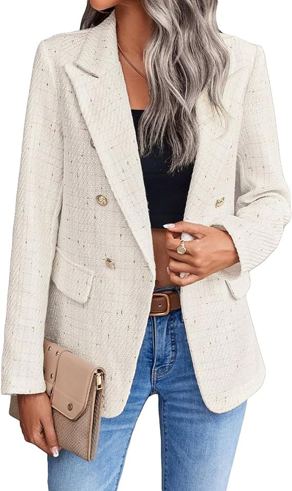 Heidi – Modieuze Dames Tweed Blazer met Casual Topzakken