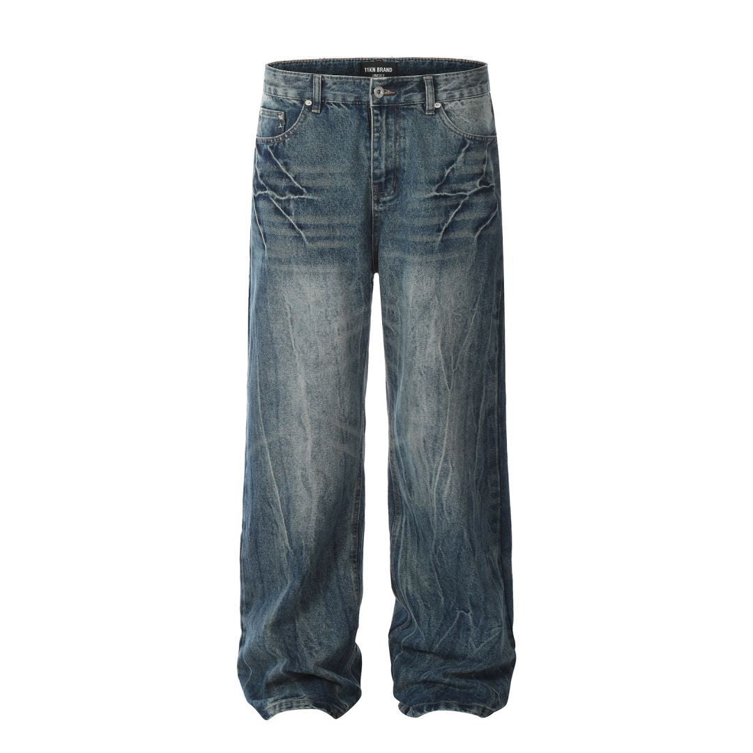 Phil – Retro Rechte Jeans in Bliksemschicht