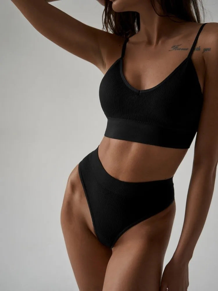 Seamless Women's Lingerie Vest Bra Set