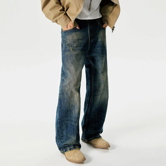 Gilbert – Eenvoudige Losse Micro-uitlopende Jeans met Waterpatroon