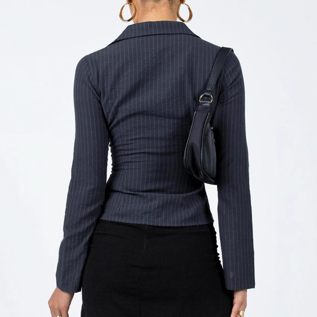 Zoe – Slim Fit Gestreept Top met Lange Mouwen