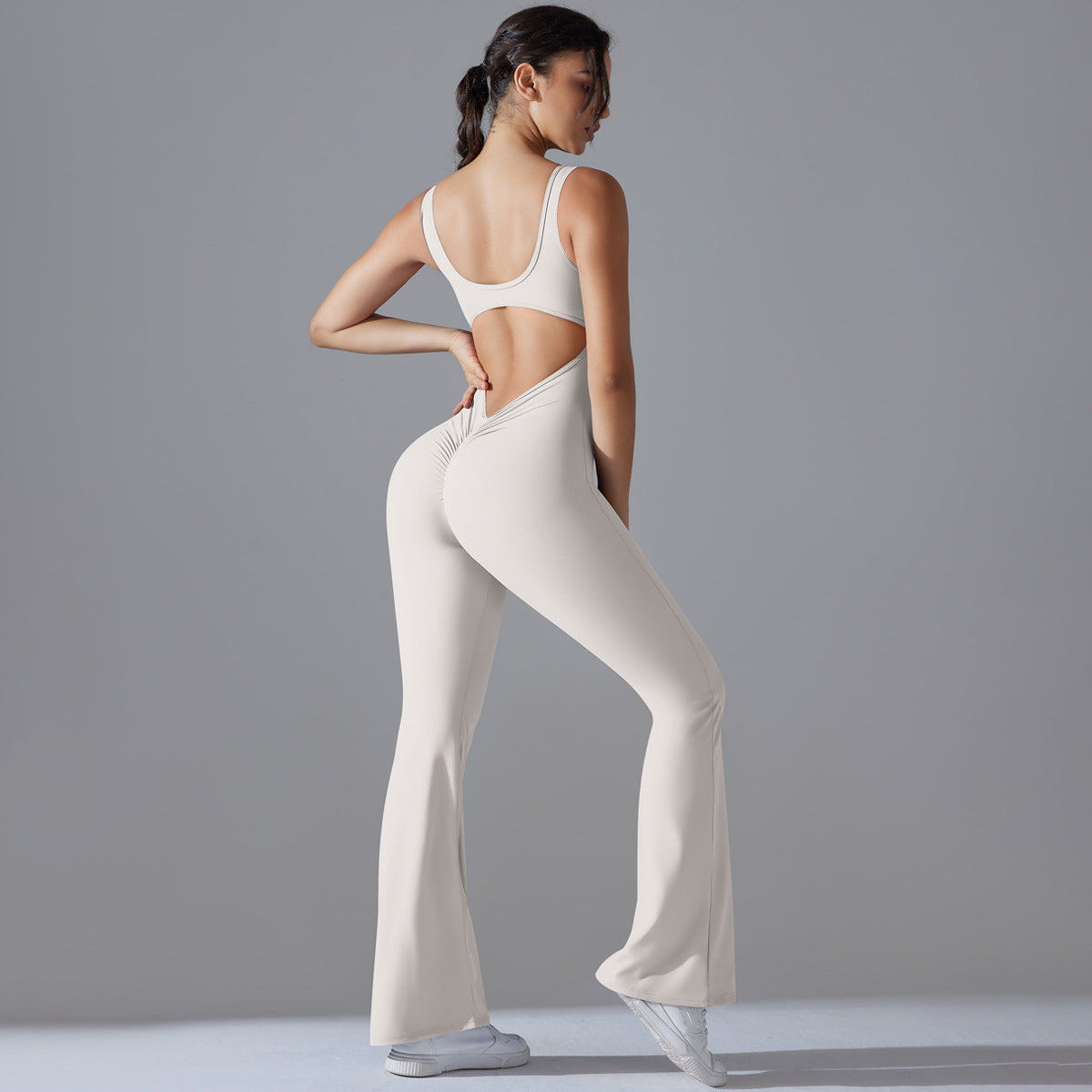 Beauty Back Hip Lifting Long Slim Wide Leg Jumpsuit