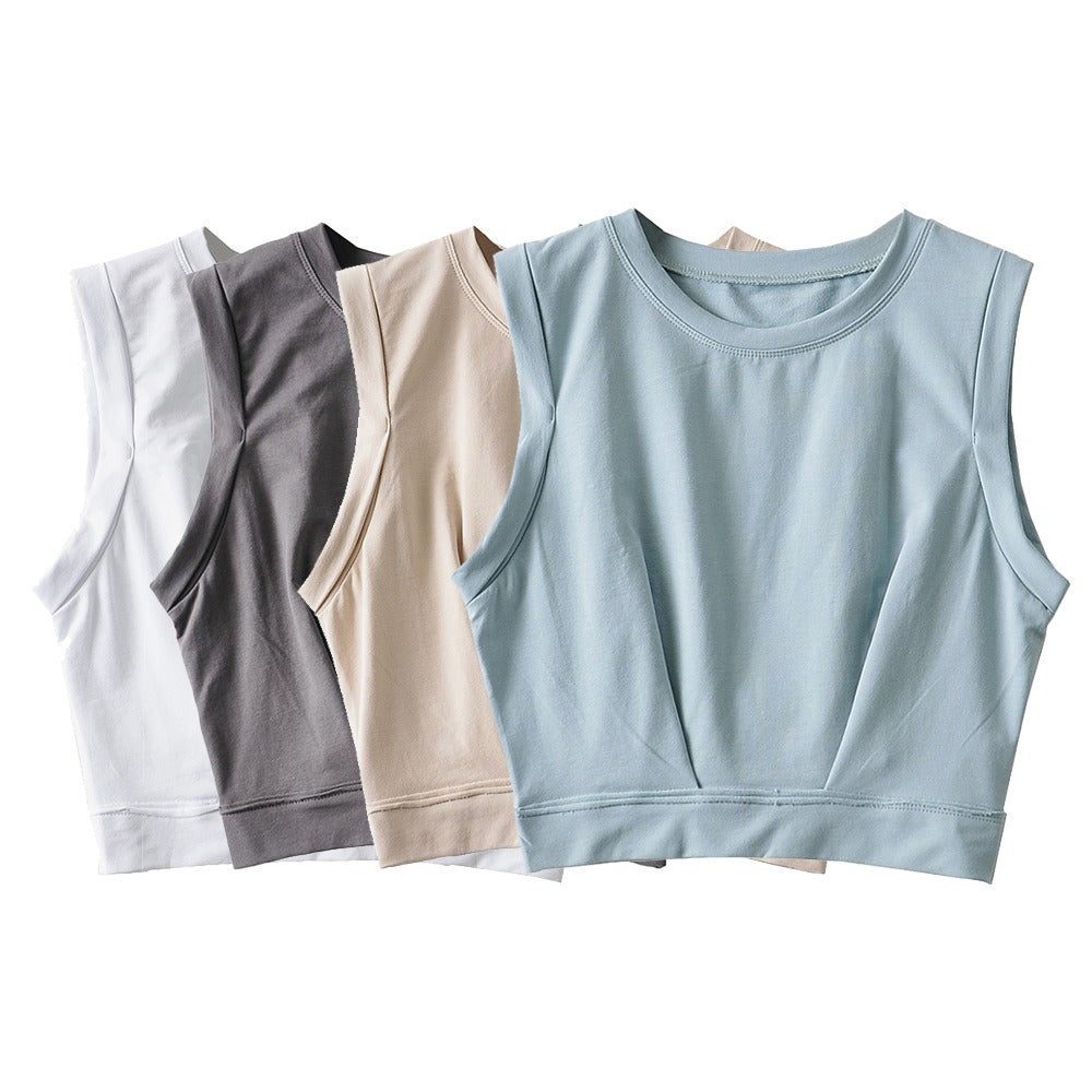 Women's Loose Exercise Blouse I-shaped Round Neck Slim-fit Tank Top