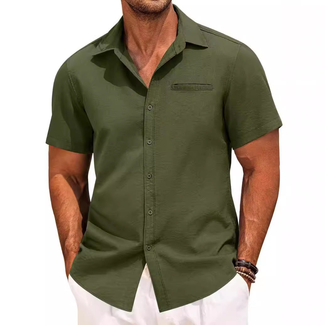 Nathaniel – Poloshirt met Solide Kleur en Korte Mouwen