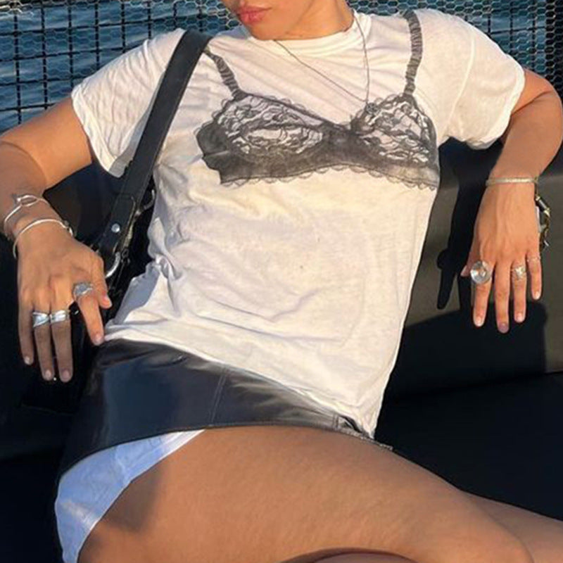 Zoe – Kanten Doorzichtige Korset Top met Korte Mouwen