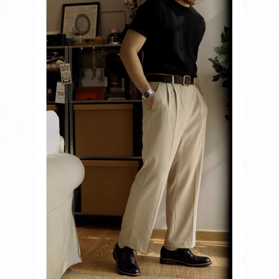 Perry – Losse Rechte Cargo Broek met Dubbele Plooi