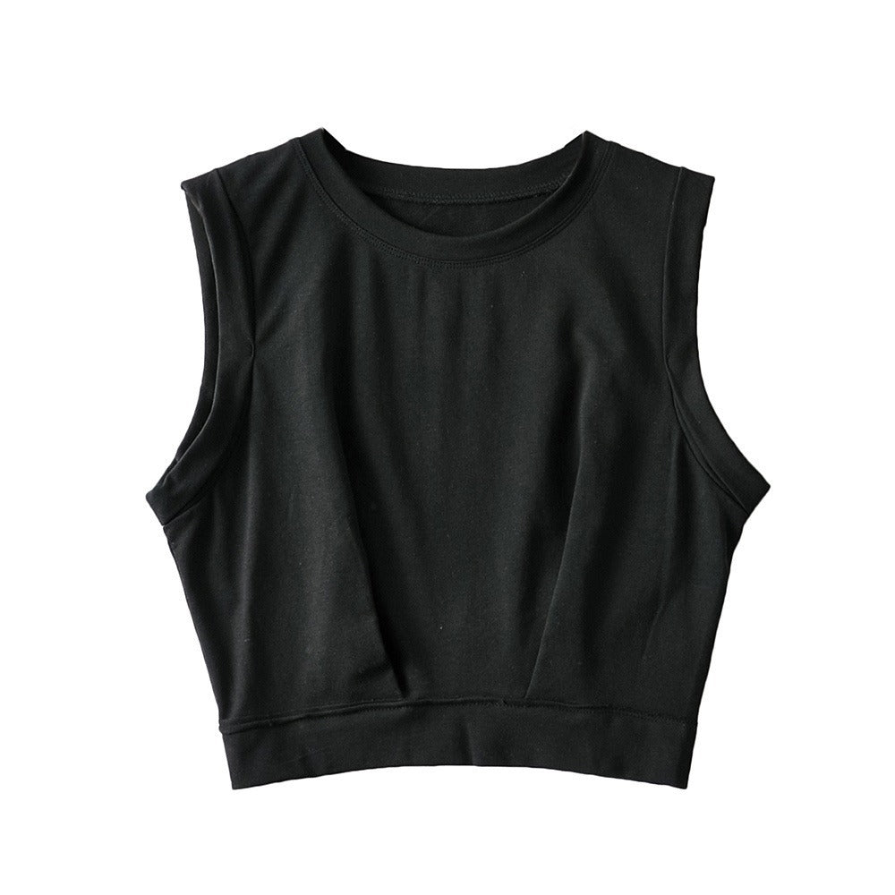 Women's Loose Exercise Blouse I-shaped Round Neck Slim-fit Tank Top