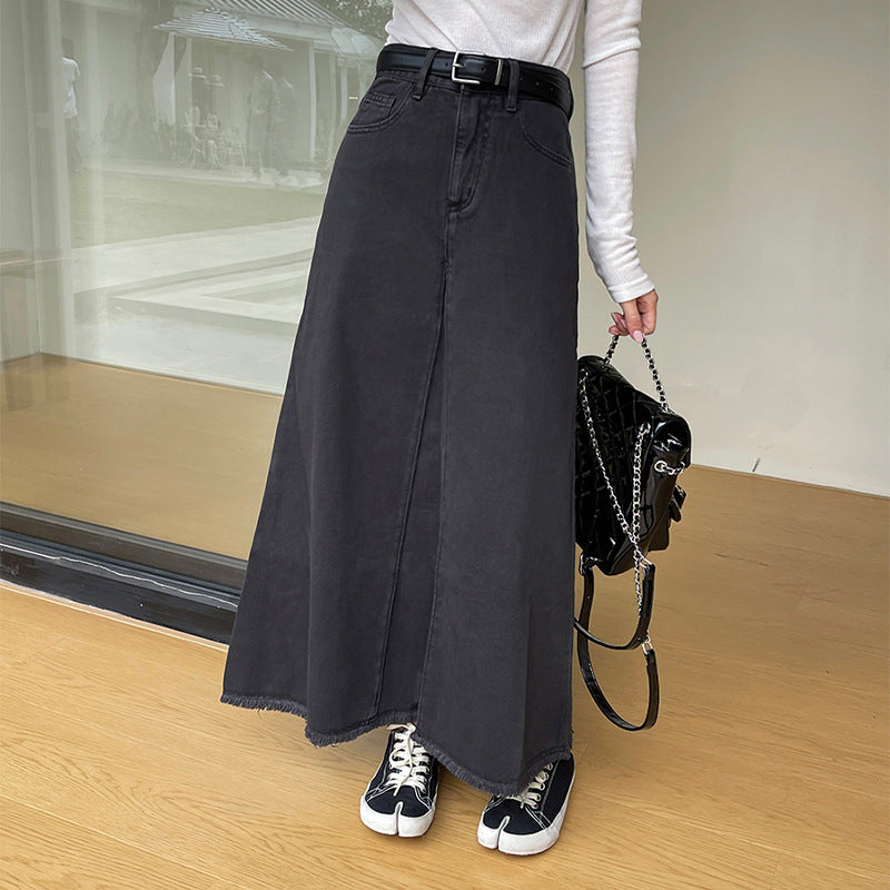 Women's High Waist Retro Denim Skirt
