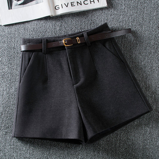 Elizabeth – Hoge Taille Wol Mix Korte Broek