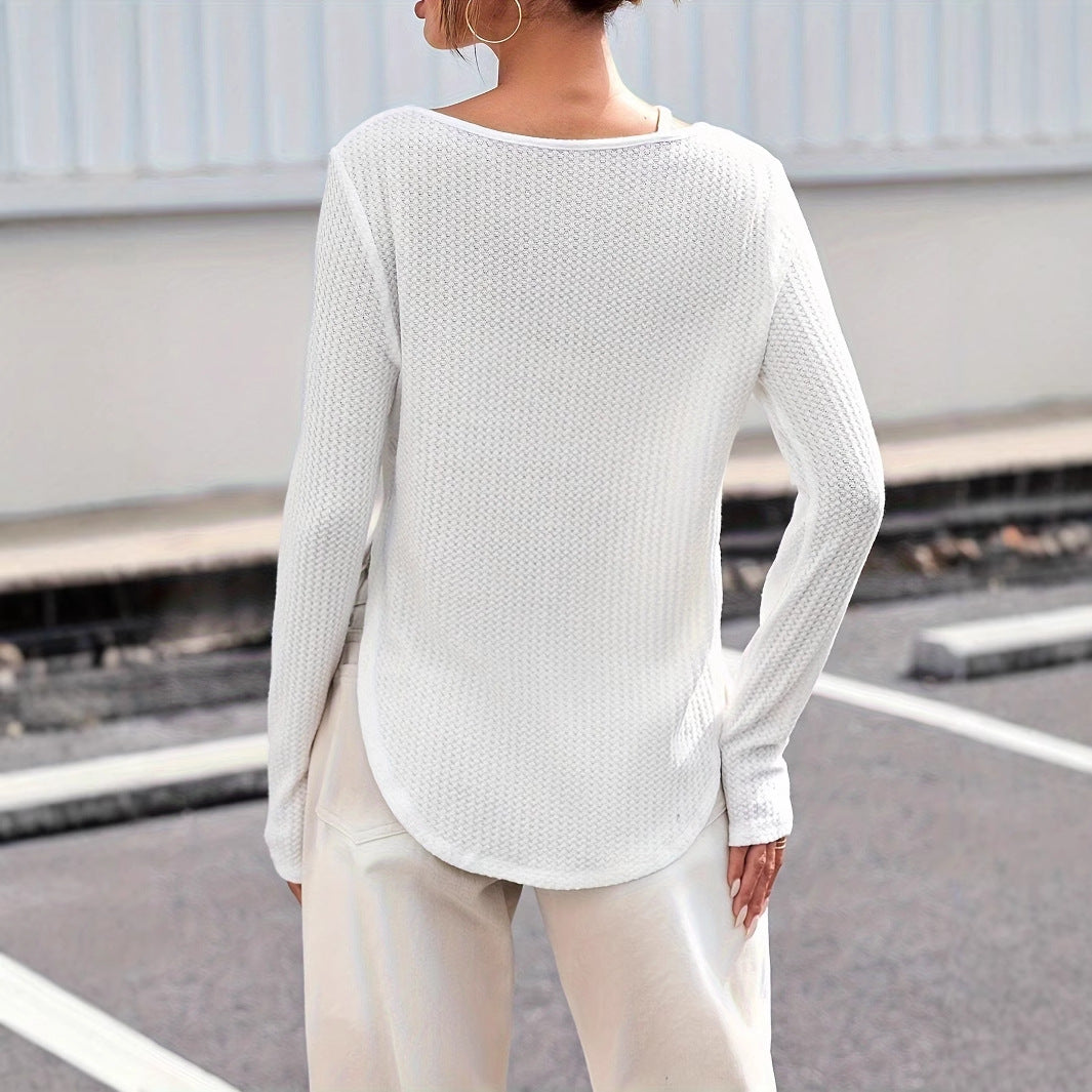 Hayley – Gebogen Onderkant Textuurstof T-shirt