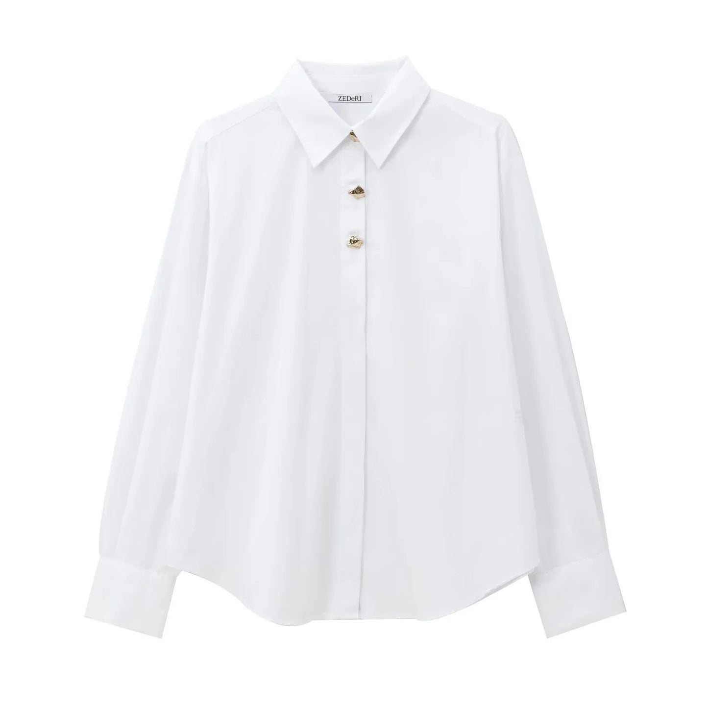 Deborah – Mode Polokraag Goudkleurige Knopen