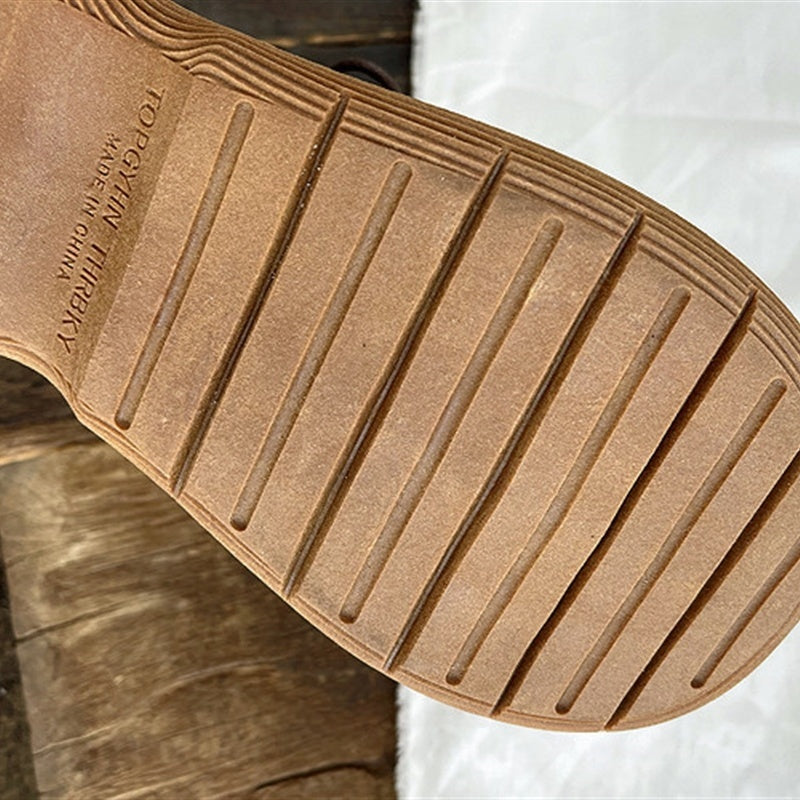 Abigail – Brogue Hollow Vegan Leren Veterschoenen met Retro Chunky Hak