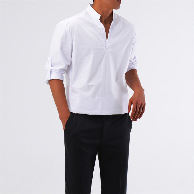 Eric – Effen Kleur Heren Overhemden met Opstaande Kraag