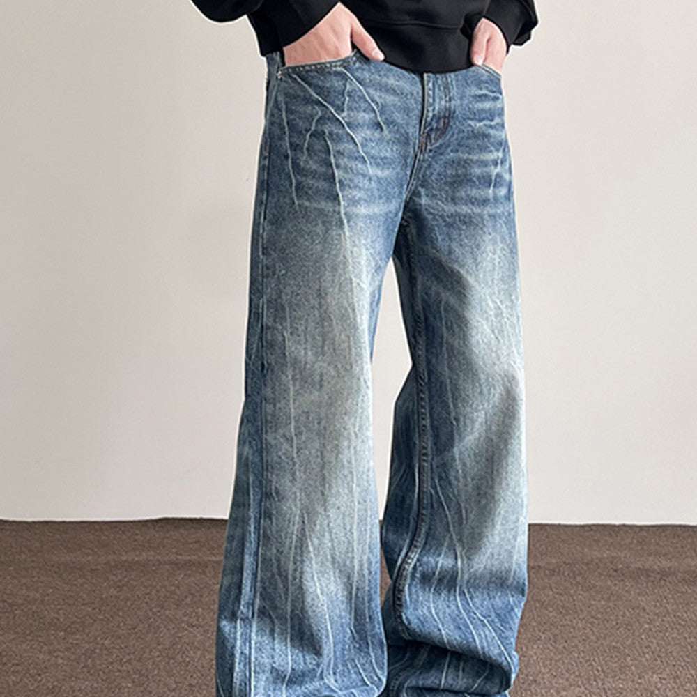 Phil – Retro Rechte Jeans in Bliksemschicht