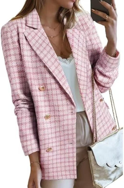 Heidi – Modieuze Dames Tweed Blazer met Casual Topzakken