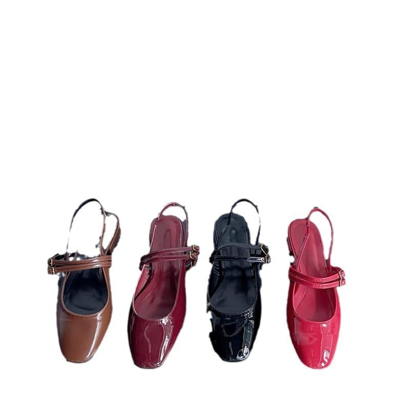 Melanie – Vierkante Teen Semi-slippers met Gesp