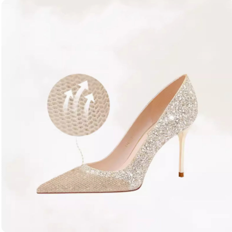 Rose – Champagne Gouden Bruiloft Schoenen Met Hoge Hak