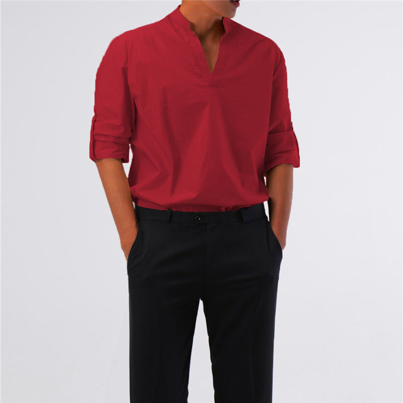 Eric – Effen Kleur Heren Overhemden met Opstaande Kraag