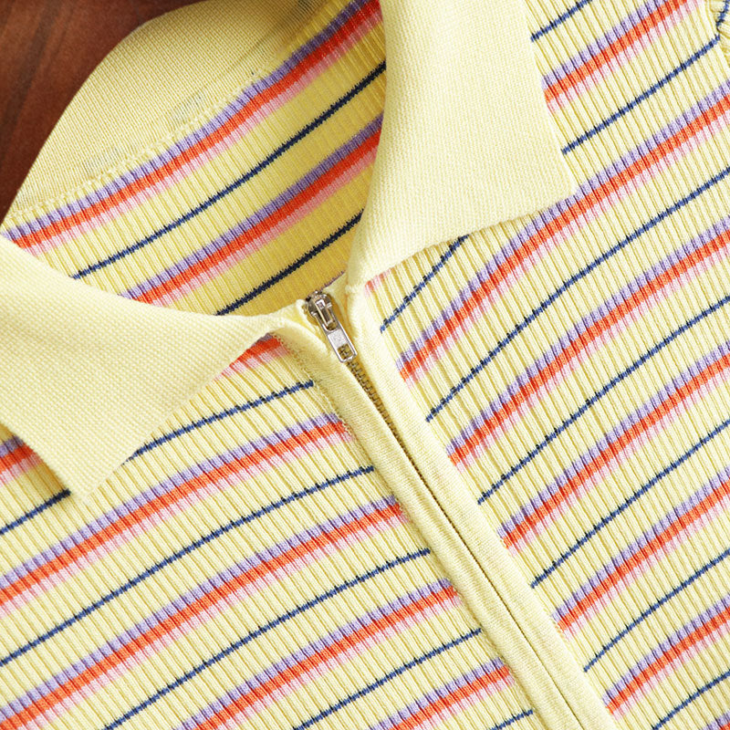 Damien – Gestreept Polo T-Shirt met Korte Mouwen