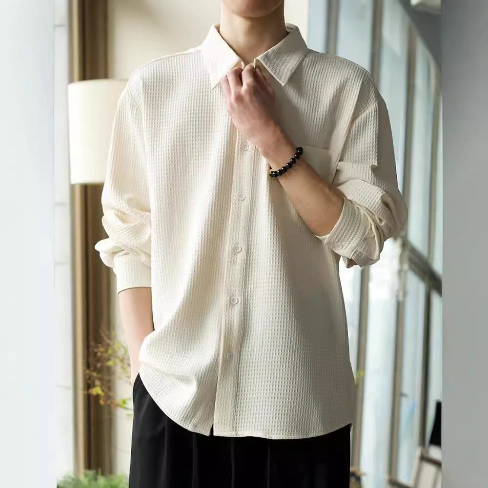 Larry – Casual Losse Wafel Polo Kraag Shirt