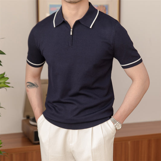 Sydney – Slim Gebreide Retro Poloshirt voor Mannen