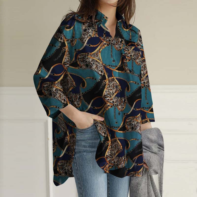 Cropped Sleeve Tunic Top Casual Loose Lapel