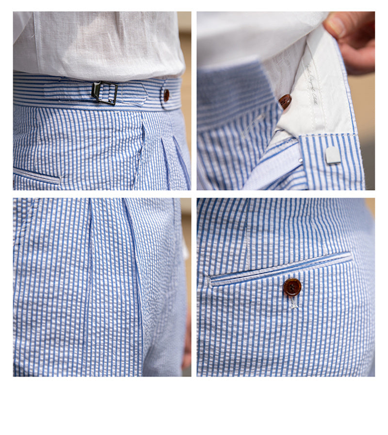 Adam – Gestreepte Seersucker Shorts Ademend en Dun