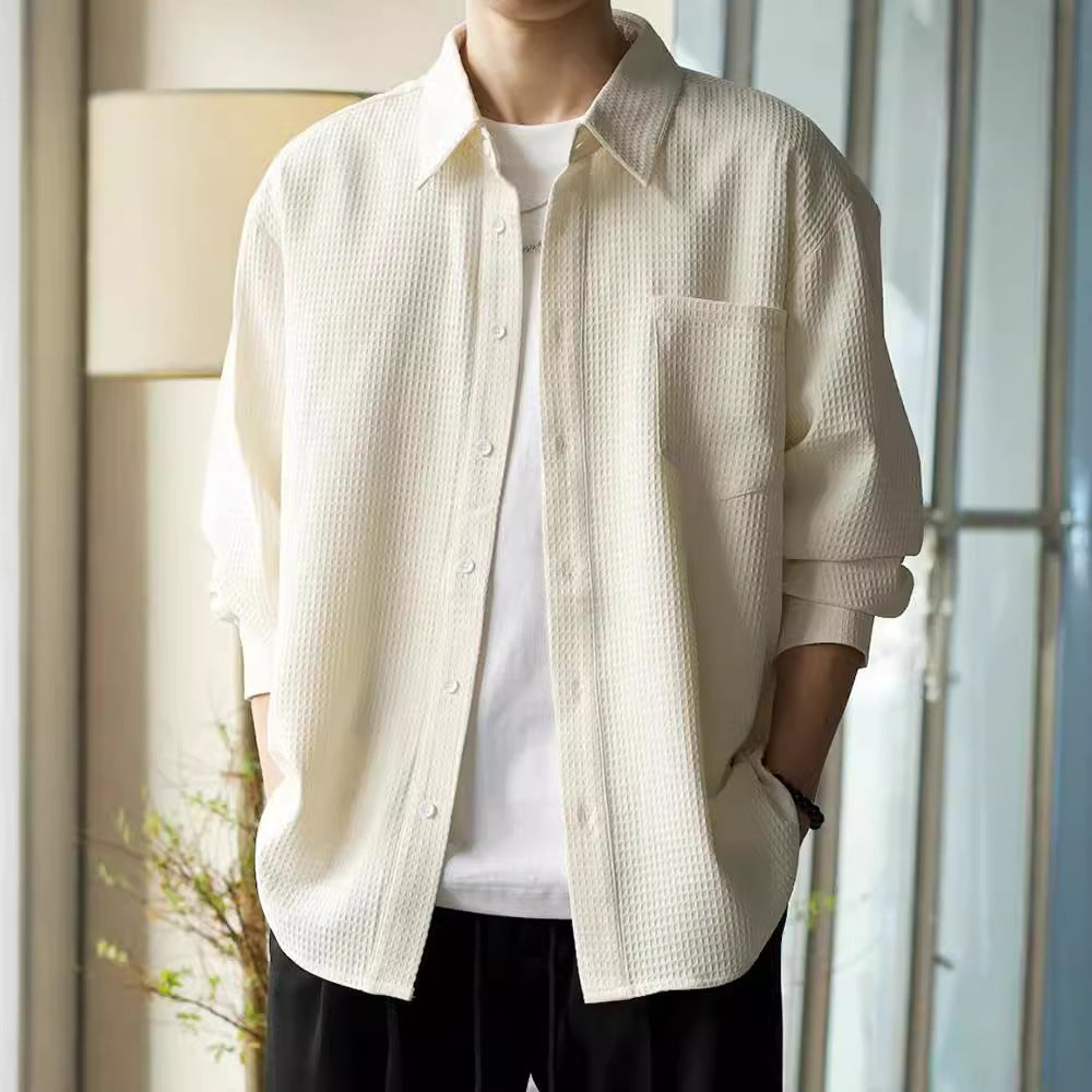 Larry – Casual Losse Wafel Polo Kraag Shirt