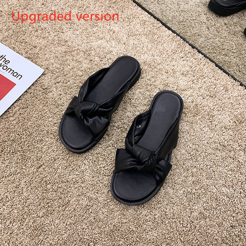 Kathleen – Eenvoudige Zwarte Lage Hakken Zomerslippers met Zachte Zool