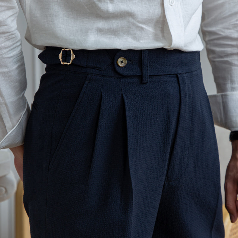 Tim – Smalle Seersucker Korte Broek voor Mannen