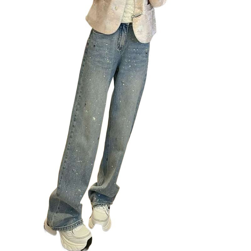 Alison – Hoge Taille Rechte Jeans met Licht Ontwerp