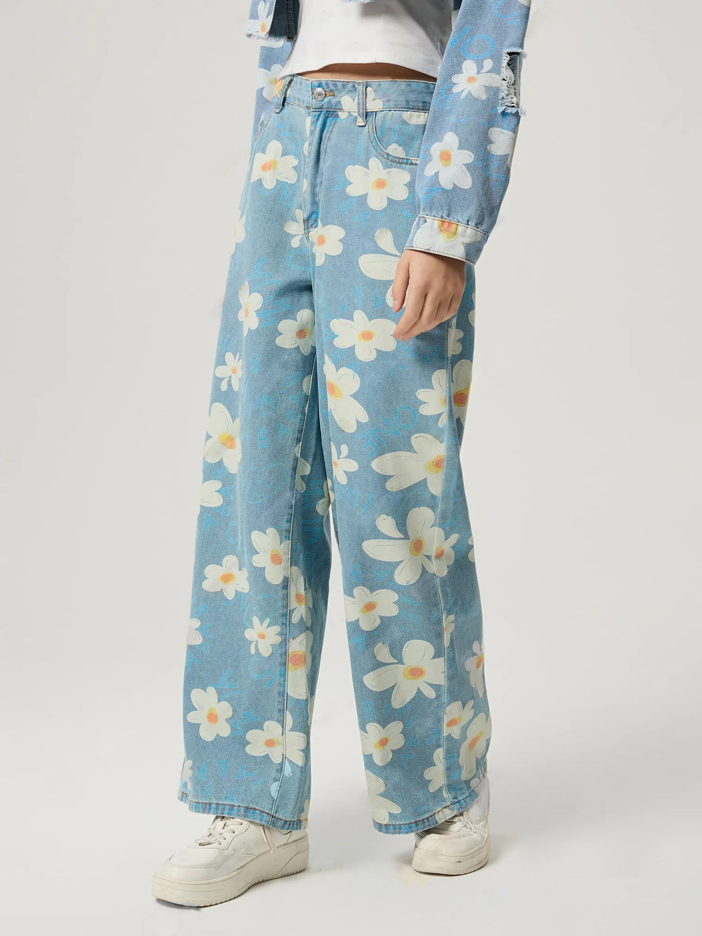 Joan – Vintage Bloemenprint Rechte Jeans