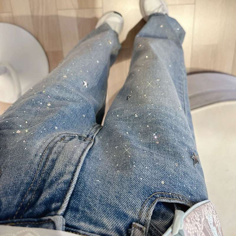 Alison – Hoge Taille Rechte Jeans met Licht Ontwerp