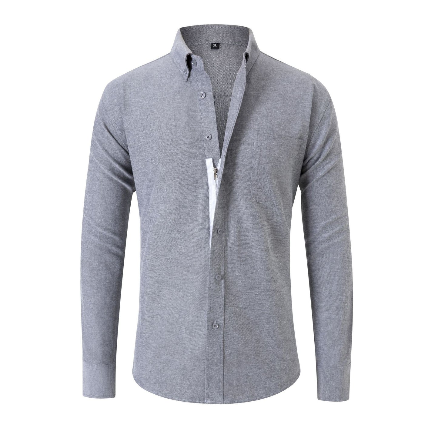 Harold – Strijkvrije Lange Mouw Oxford Overhemd met Rits