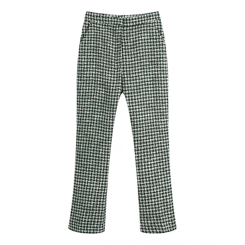 Julie – Getextureerde Dubbelrij Blazer met Uitlopende Broek