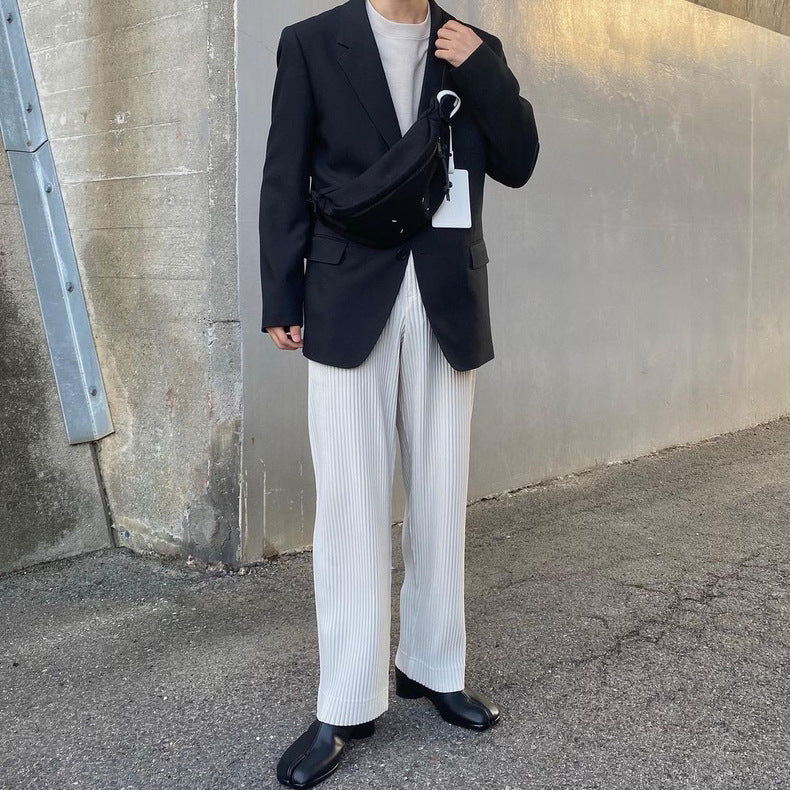 Damien – Rechte Losse Broek met Wijde Pijpen