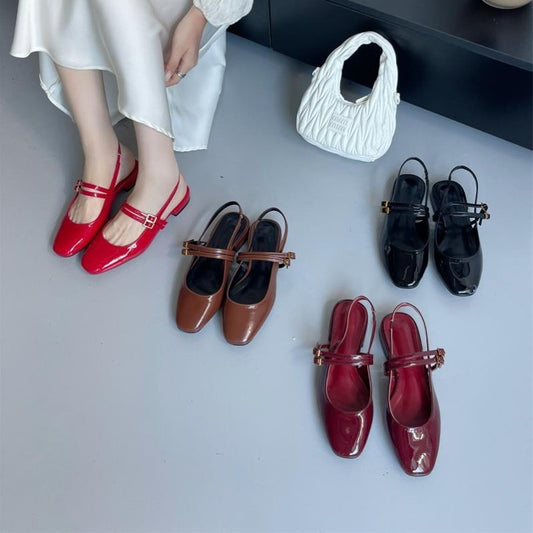 Melanie – Vierkante Teen Semi-slippers met Gesp