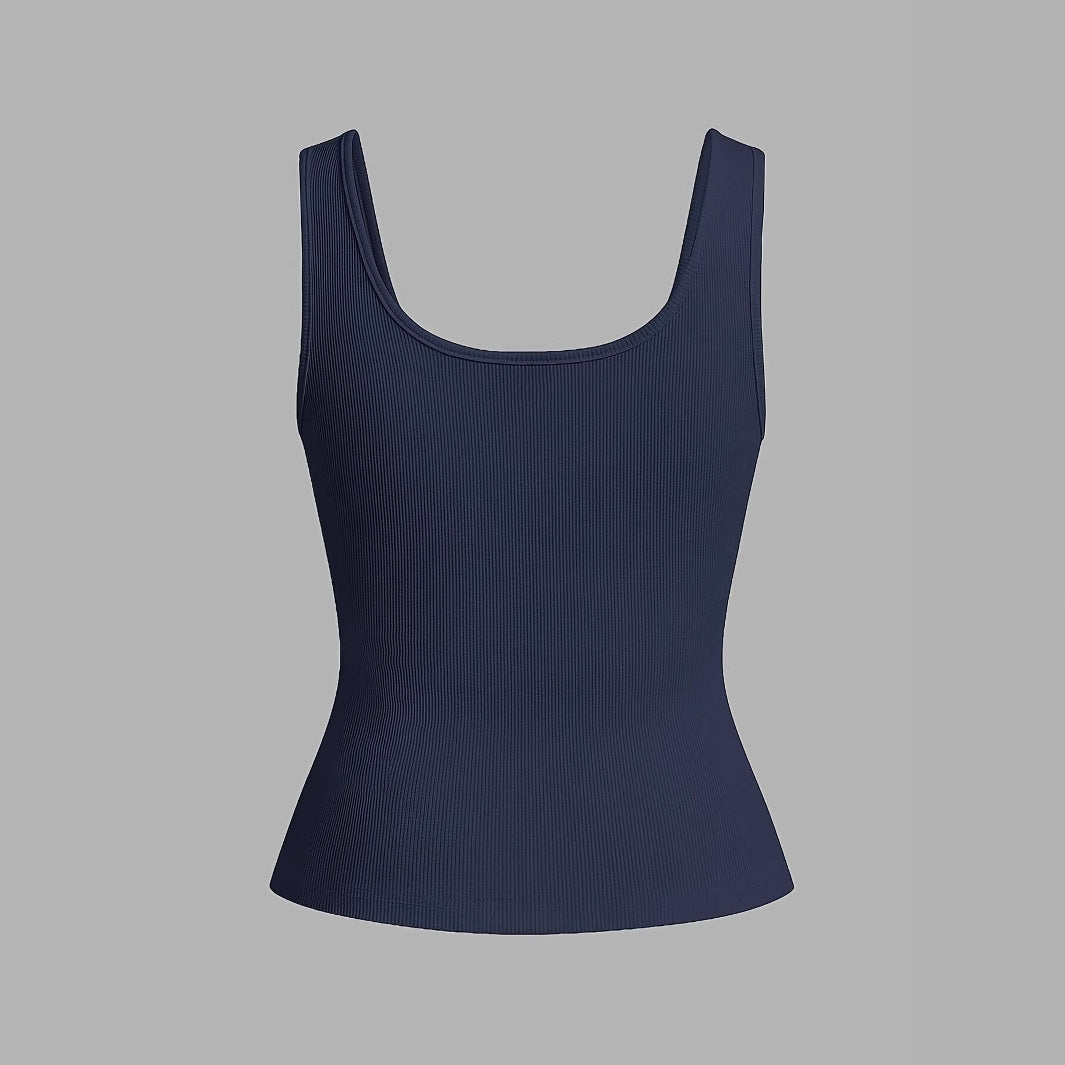 Women's Summer Button Vest Solid Color Texture Pullover